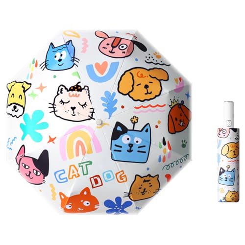 Jicyor Regenschirm Kinder mit Sicherheitsreflektoren, Step by Step Regenschirm mit Schirmhülle & Auf-Zu-Automatik, Kinderregenschirme, Mädchen Junge von Jicyor