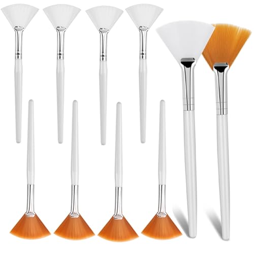 Fächerpinsel Kosmetik,10 Pcs Gesichtspinsel Fächerpinsel Fan Pinsel Gesichtsmaske weich Make-up Maske Bürsten mit Kunststoffgriff Gesichts-Bürsten für Frauen Mädchen Make-Up Cosmetische von Jidyllic