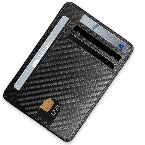 Jidyllic Flache Geldbörse Kartenetui,Card Holder Wallet Slim Wallet Kreditkartenetui mit ID-Fenster und Schnellzugriff-Fach PU Leder Portemonnaie für Herren Damen (Rhombisch) von Jidyllic