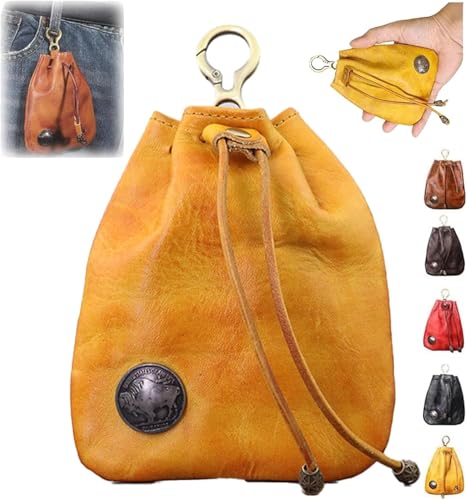 2025 Neue Handgefertigte Retro-Aufbewahrungstasche aus Rindsleder, handgefertigte Leder-Geldbörse, tragbare Schlüsseltasche für Damen und Herren, einfache kleine Ledertasche zum Umhängen von JieSfYuYu