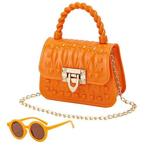 JienClound Kleinkind-Handtaschen, Umhängetasche, Umhängetasche, Geldbörse, Prinzessinnen-Geldbörse, Sonnenbrille, für Mädchen und Kinder, Orange/Abendrot im Zickzackmuster (Sunset Chevron), Messenger von JienClound