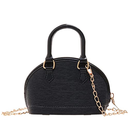 Kleine Mädchen Handtasche Mini Kette Crossbody Schultertasche Muschelform Reißverschluss rund um Kuppeltasche Tragetasche Top Griff Tasche, Schwarz von JienClound