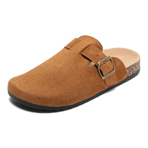 Clogs für Damen und Herren, Leder Hausschuhe mit Fußbett, Geschlossene Pantoletten und Gartenschuhe Sommer Sandalen in den Größen 36-46 von Jifenkla