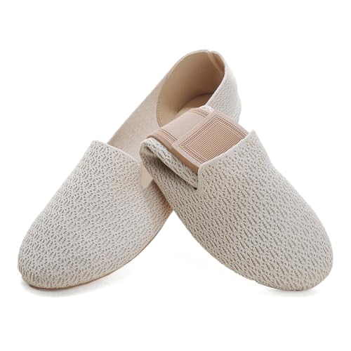 Jifenkla Ballerinas Damen Flache Atmungsaktive Schuhe Slip On Runde Zehe Loafer Slip On Walking Ballerina Sommerschuhe Niedriger Weich Loafer Stoffschuhe von Jifenkla