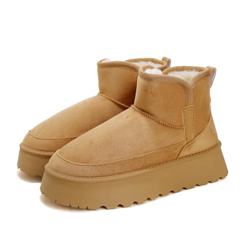 Jifenkla Winterstiefel Boots Damen, Warme und Bequeme Schneestiefel mit Memory-Schaum-Innensohle, Rutschfester Plattformsohle und Wasserdichtem Fellfutter-Stiefeletten von Jifenkla