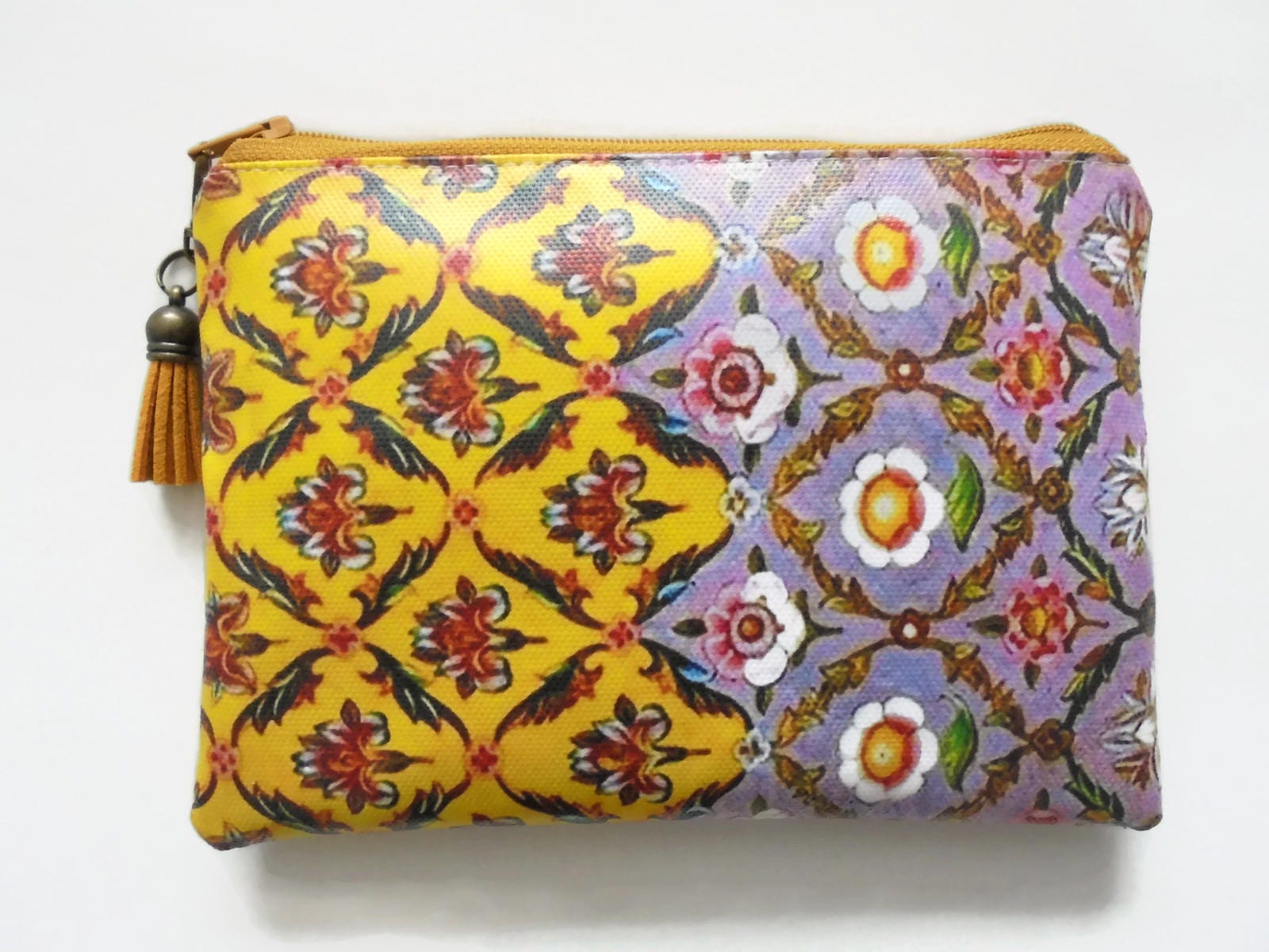 Blumenmuster Vegan Kunstleder Geldbörse Schlanke Geldbörse von JiggleMaWiggle