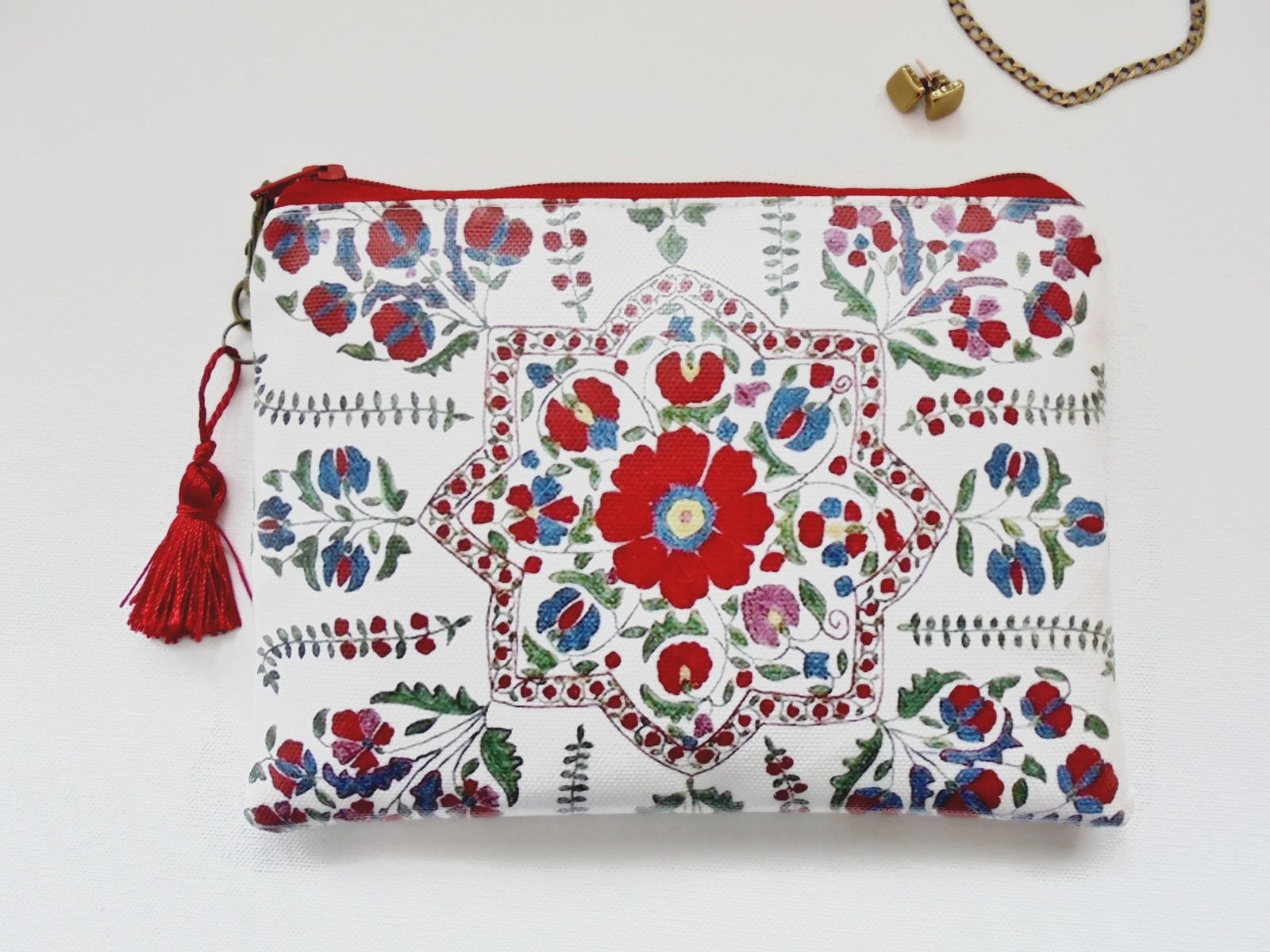 Blumenmuster Vegan Kunstleder Geldbörse Schlanke Geldbörse von JiggleMaWiggle