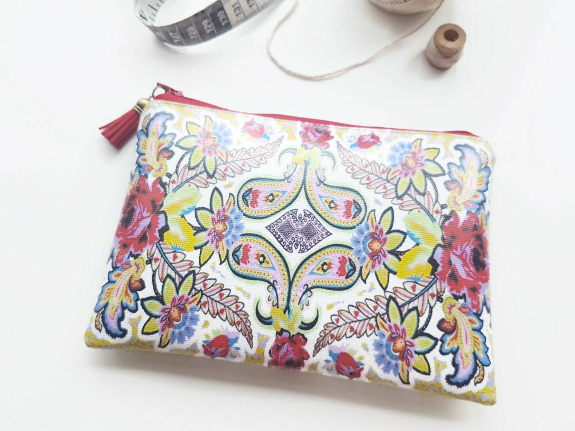 Floral Vegan Kunstleder Geldbörse Schlanke Geldbörse von JiggleMaWiggle