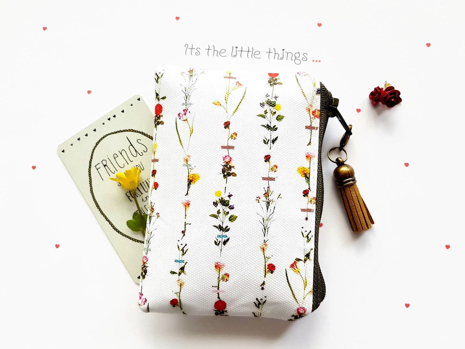 Floral Vegan Leder Kartenhalter Wasserdichte Geldbörse von JiggleMaWiggle