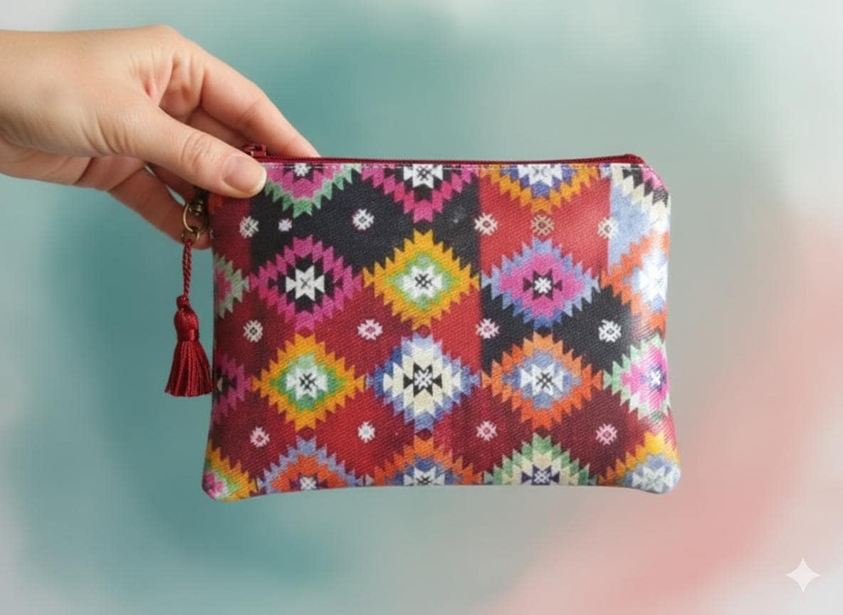 Gemusterte Vegan Kunstleder Geldbörse Schlanke Geldbörse von JiggleMaWiggle