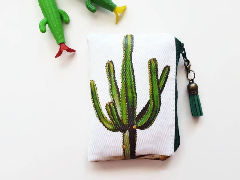 Handgemachte Geldbörse Aus Kaktus Stoff Veganes Kreditkartentäschchen von JiggleMaWiggle