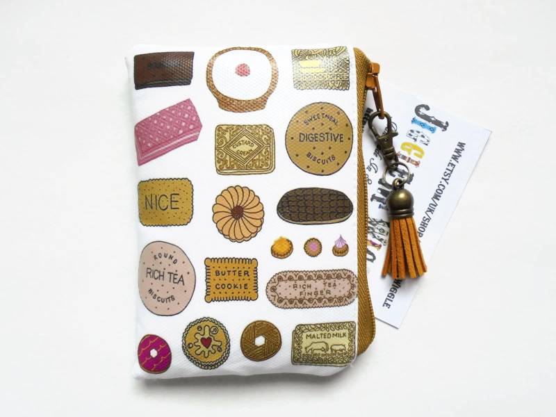 Keks-Print Veganes Leder Portemonnaie Kleine Geldbörse von JiggleMaWiggle