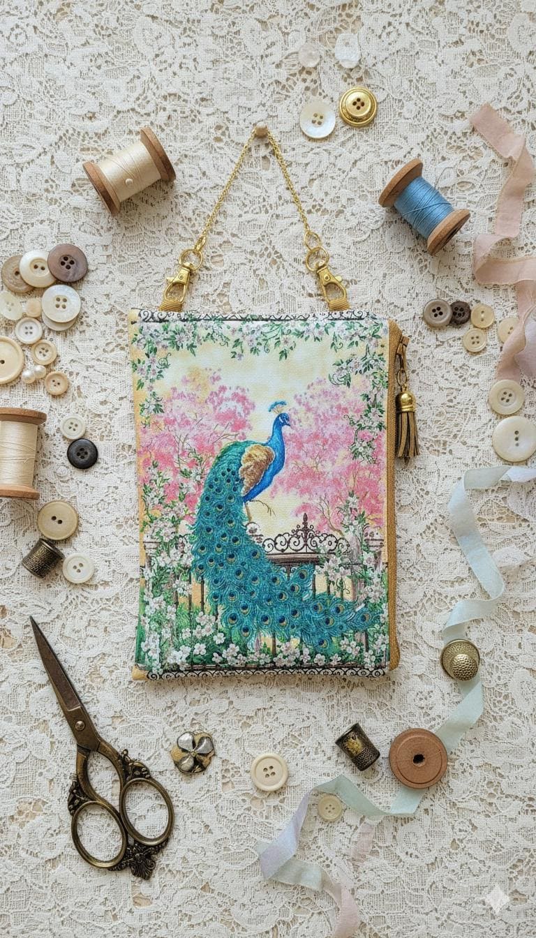 Handgemachte Pfauen Print Kettentasche Kunstleder Kleine Geldbörse von JiggleMaWiggle