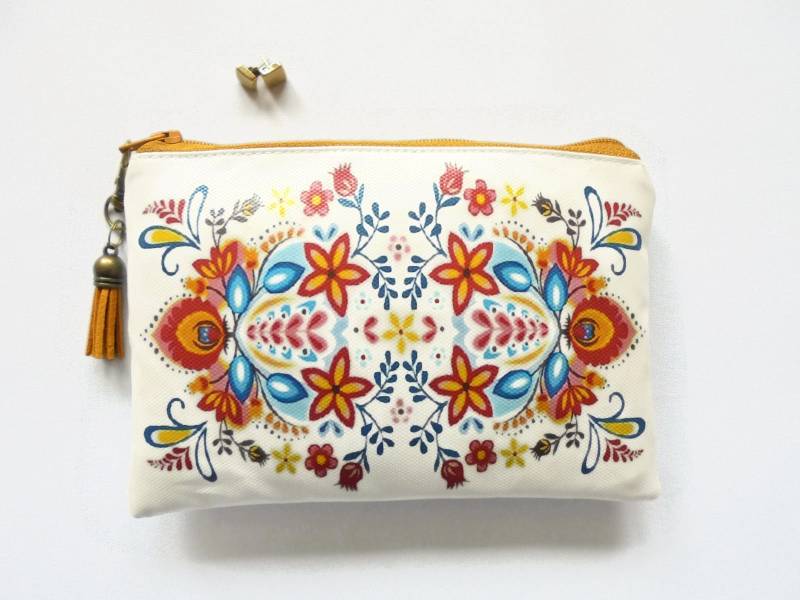 Portemonnaie Aus Veganem Leder Mit Blumenmuster Schmale Geldbörse von JiggleMaWiggle