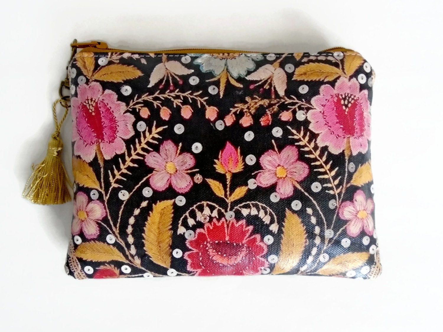 Portemonnaie Aus Veganem Leder Mit Blumenmuster Schmale Geldbörse von JiggleMaWiggle