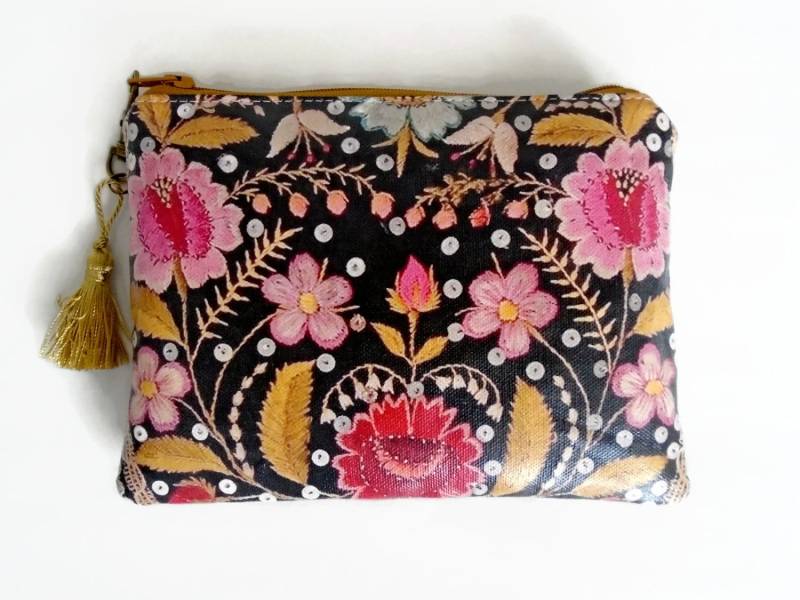 Portemonnaie Aus Veganem Leder Mit Blumenmuster Schmale Geldbörse von JiggleMaWiggle