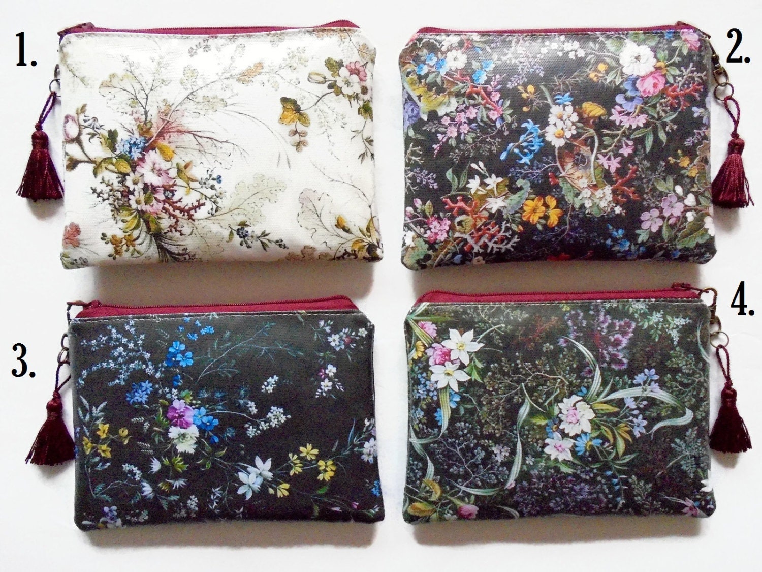 Portemonnaie Aus Veganem Leder Mit Blumenmuster Schmale Geldbörse von JiggleMaWiggle