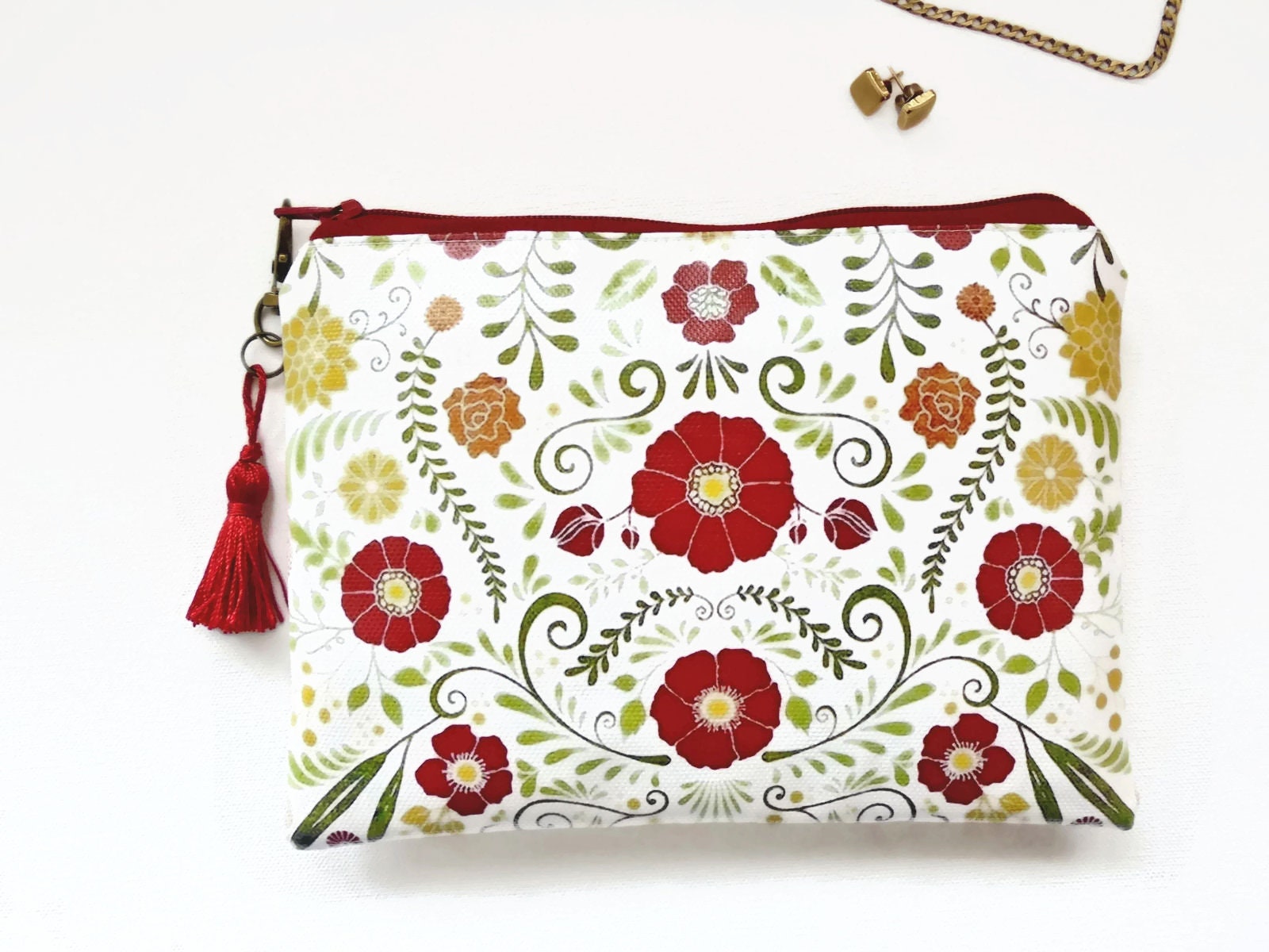 Portemonnaie Aus Veganem Leder Mit Blumenmuster Schmaler Kartenhalter, Geldbeutel von JiggleMaWiggle