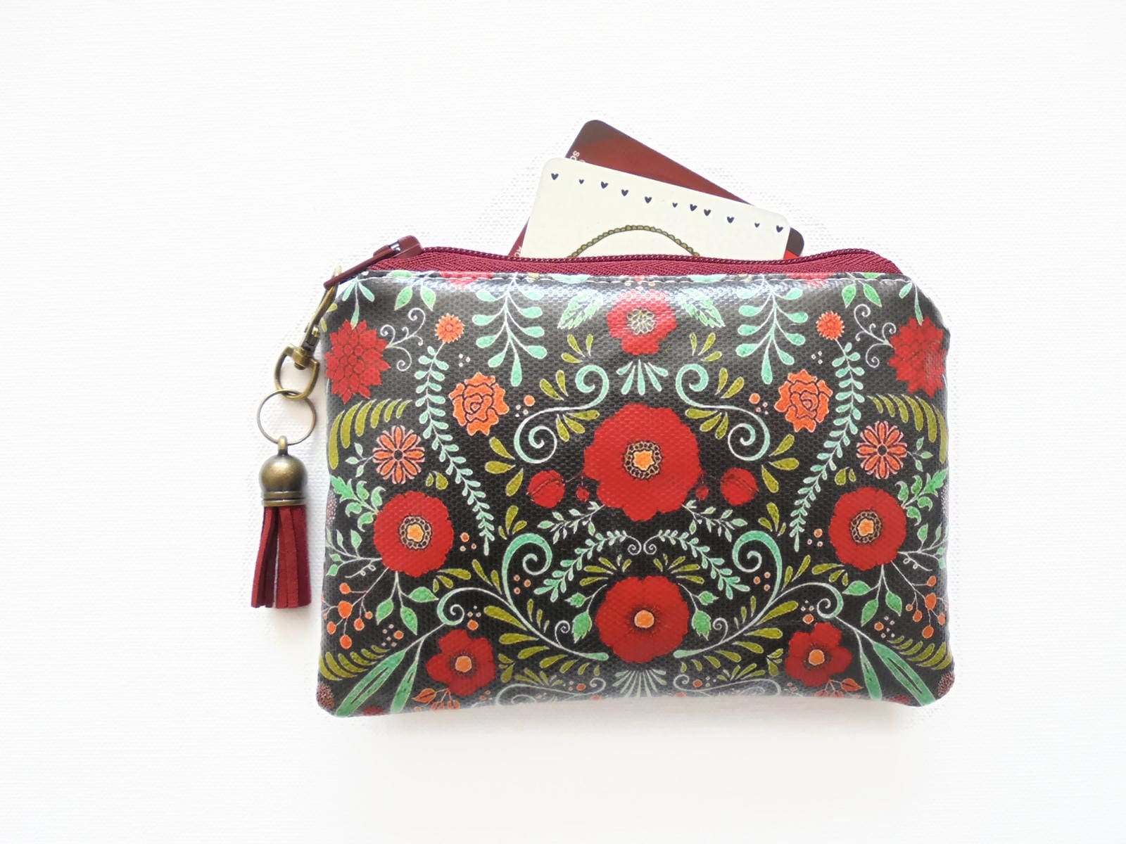 Portemonnaie Aus Veganem Leder Mit Blumenmuster Wasserfester Geldbeutel von JiggleMaWiggle