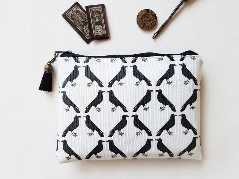 Raben Print Vegane Leder Geldbörse Schlanke Unisex Geldbörse von JiggleMaWiggle