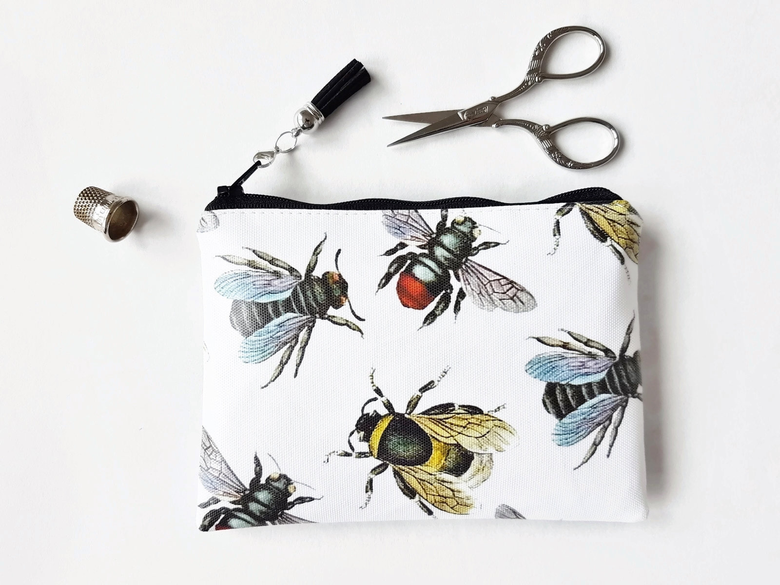 Vegan Kunstleder Geldbörse Bienen Print Schmale Brieftasche von JiggleMaWiggle