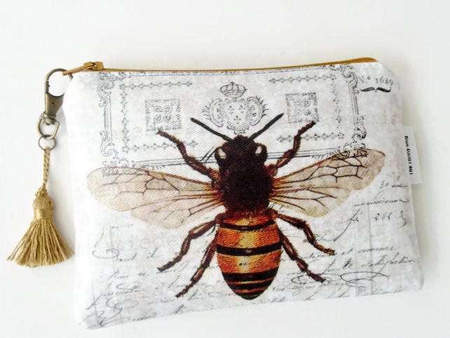 Vegan Kunstleder Geldbörse Bienen Print Schmale Brieftasche von JiggleMaWiggle
