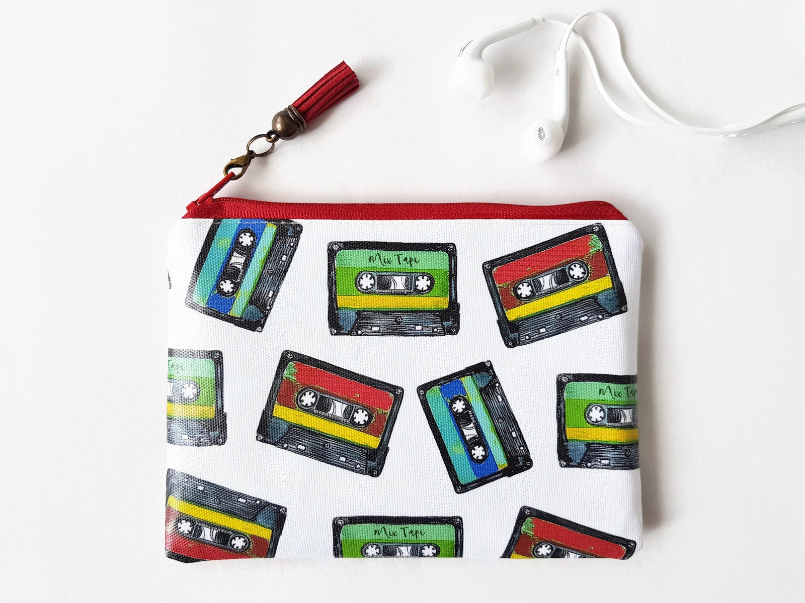 Vegan Kunstleder Geldbörse Kassette Muster, Schmale Geldbörse von JiggleMaWiggle