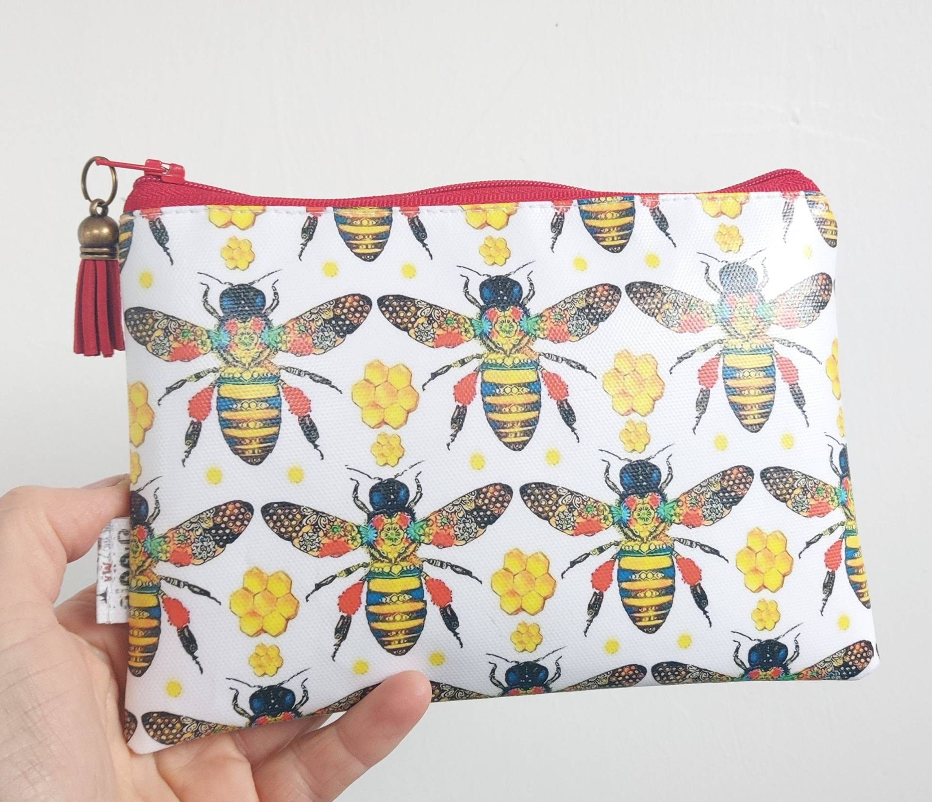 Vegan Kunstleder Portemonnaie Bienen Print, Schlanke Geldbörse von JiggleMaWiggle