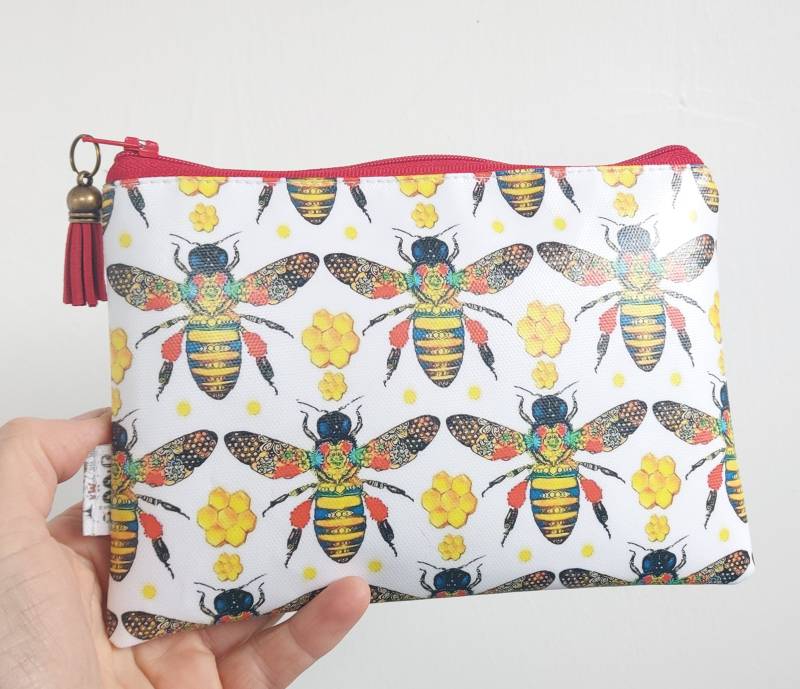 Vegan Kunstleder Portemonnaie Bienen Print, Schlanke Geldbörse von JiggleMaWiggle