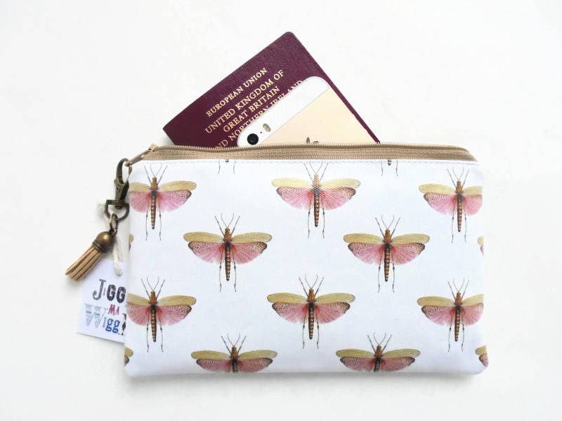 Grasshopper Print Vegan Leder Geldbörse Zoologie Reisegeschenk von JiggleMaWiggle