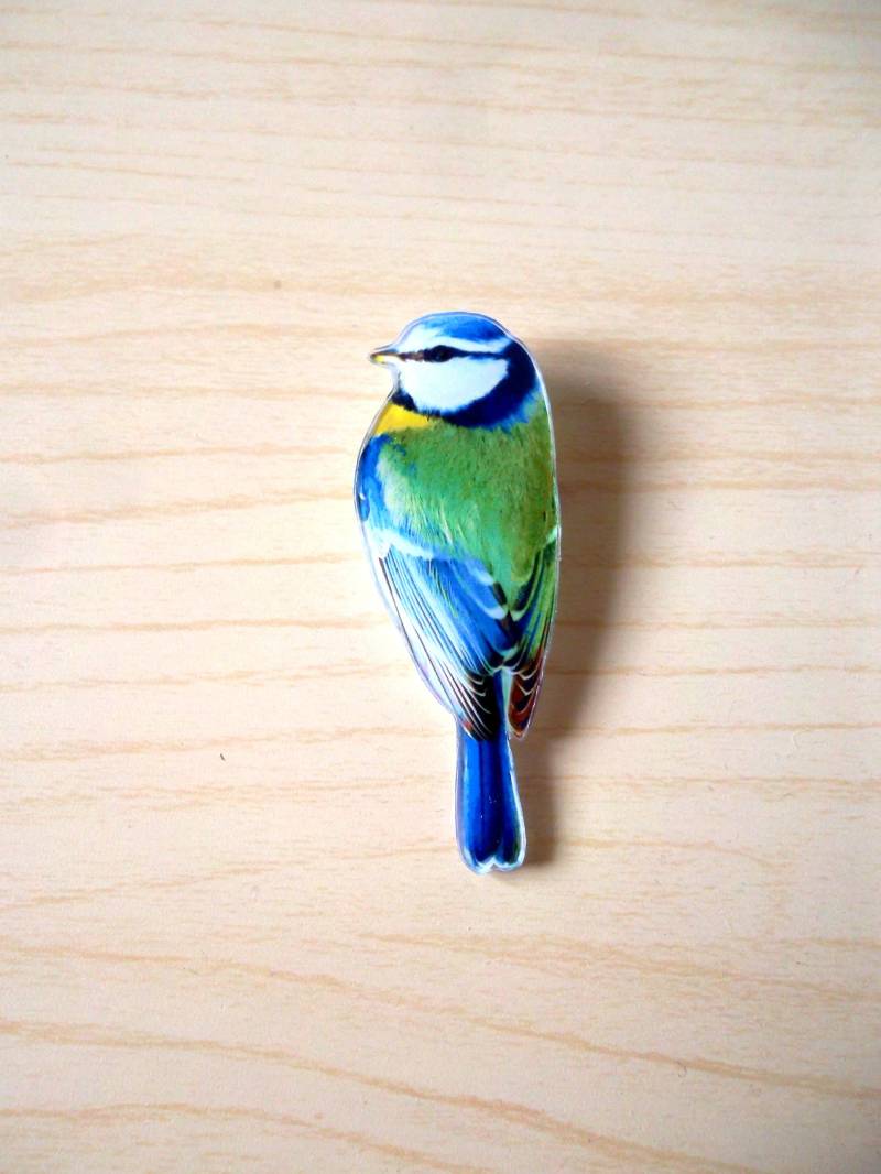 Blaumeise Vogel Brosche Kristall Anstecknadel Aus Resin von JihaDesignCZ