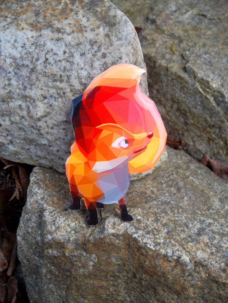Kristall-Resin Fuchs Brosche Polygon Design Anstecknadel von JihaDesignCZ