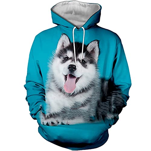 Herbst Herren Damen Sweatshirt 3D Druck Tier Sibirischer Husky Hoodies Langarm Hip Hop Pullover, Stil 11, XXXXL von Jiheanyst