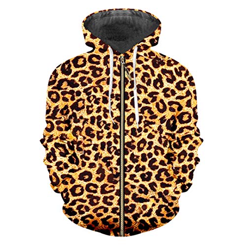 Reißverschluss Hoodie Sweatshirts Tier 3D Hoodies Bedruckt Leopard Plus Size Herren Herbst Pullover, leopard, XXXXXX-Large von Jiheanyst