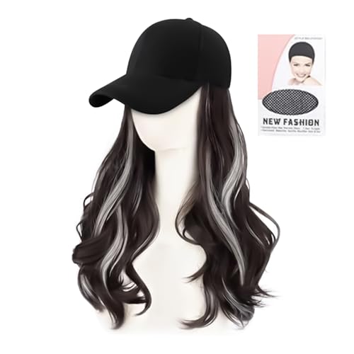 Jiimhte Hut Perücke | 50 cm Frauen Perücke | Verstellbarer Atmungsaktiv Hut für Sommer Tägliches Tragen Cosplay Styling Party Halloween Mädchen von Jiimhte