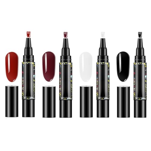 Nagellack-Stifte, 4 Farben, OneStep-Gel-Nagellack, 3-in-1-Stufen-UV-Nagelgel, schnell trocknend, 3-in-1-Gel-Nagelkunststifte, DIYS-Nagellackstifte, Werkzeug-Set für Frauen und Mädchen von Jiimhte