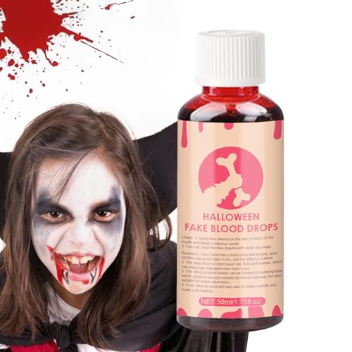 Kunstblut, 50 Ml Kunstblut-Körper-Make-up, Waschbares Realistisches Halloween-Kunstblut, Vielseitig Einsetzbares Vampirblut-Gesichts-Make-up, Lustiger Streich-Kunstblut Für Zuhause, Kinder, Männer von Jikiaci