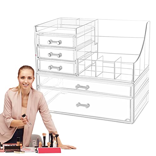 Regal-Make-up-Halter, ABS-Organizer Für Komplettes Make-up-Set, Langlebiger, Transparenter Make-up-Display-Halter, Platzsparender, Geschichteter Und Transparent Gestalteter Kosmetikhalter Für Frauen von Jikiaci