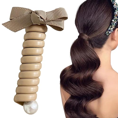 Spiral-Haargummis - Fashion Phone Spiral-Pferdeschwanz-Gummizug für Frauen mit Schleife,Frisurenbänder für Teenager, keine Haarschäden, Haarstyling-Krawatten für das tägliche Yoga Jikiaci von Jikiaci