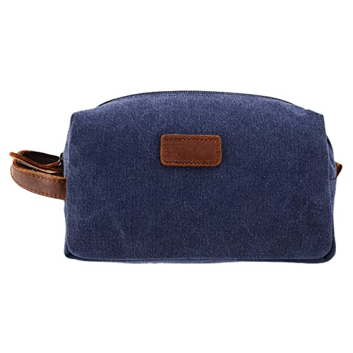 Jiklophg Kosmetiktasche für Herren, Retro-Stil, für Reisen, Kosmetik, Make-up, Organizer, Leinen, Blau, blau von Jiklophg