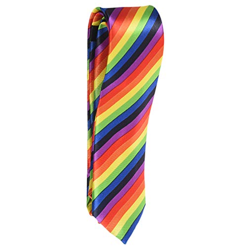 Jiklophg MäNner Mode DüNn Schlank Schmale Krawatte Formale Hochzeit Party Krawatte, 19 (Regenbogen Farbe Streifen) von Jiklophg
