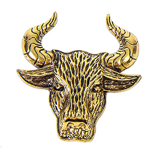 Jiklophg Vintage Bull Kopf Broschen für Frauen und MäNner Chinesische Tierkreis Vieh Brosche Pin Kuh Schmuck Gold von Jiklophg