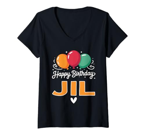 Damen Alles Gute zum Geburtstag Spruch Jil T-Shirt mit V-Ausschnitt Damen Alles Gute zum Geburtstag Spruch Jil T-Shirt mit V-Ausschnitt von Jil Name Spruch für Geburtstag