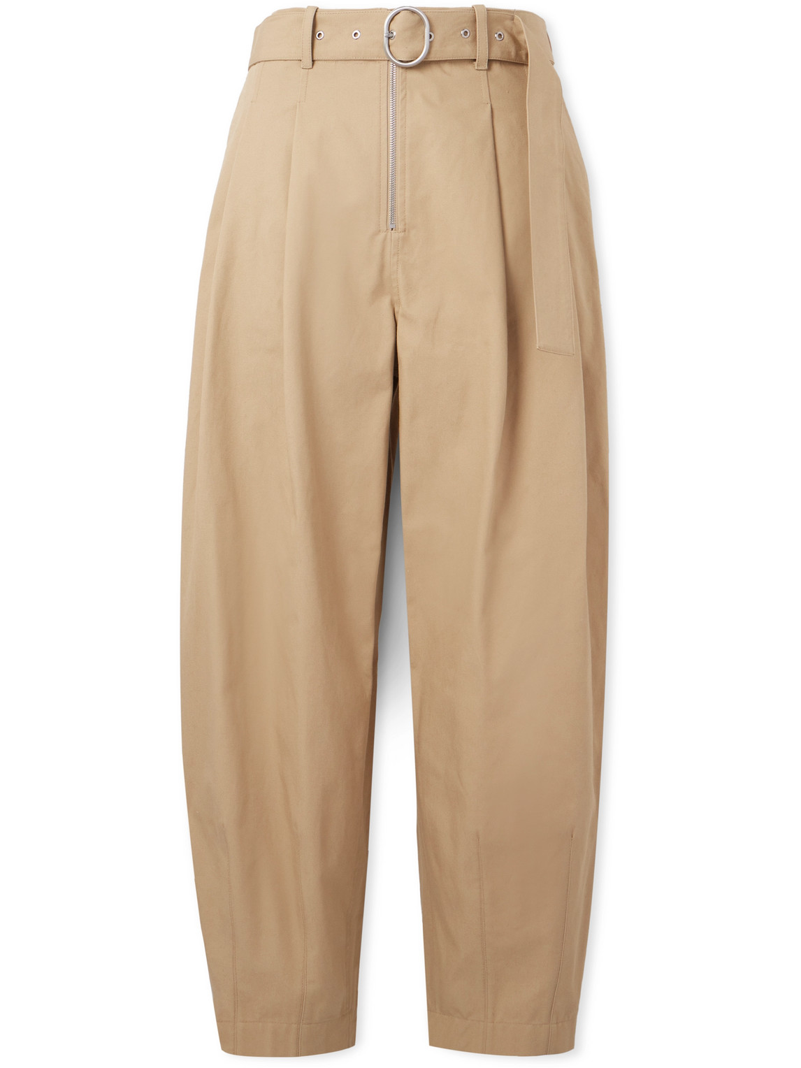Jil Sander - Belted Tapered Pleated Cotton-Canvas Trousers - Men - Neutrals - IT 48 von Jil Sander