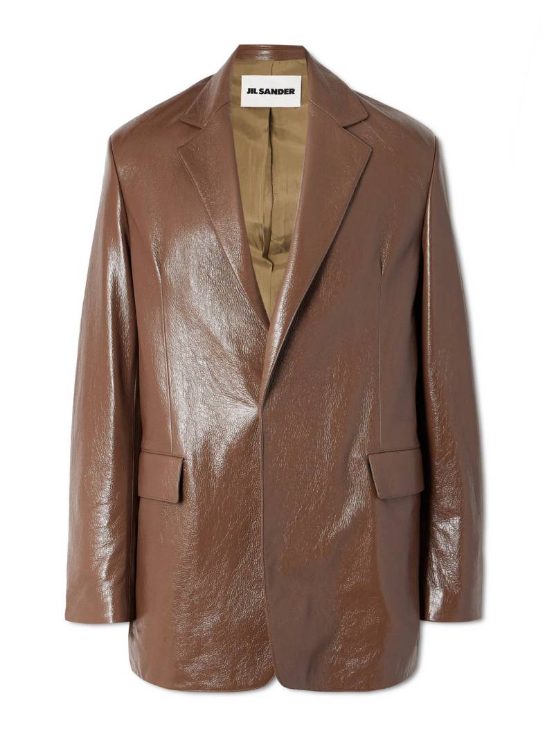 Jil Sander - Glossed Textured-Leather Blazer - Men - Brown - IT 48 von Jil Sander