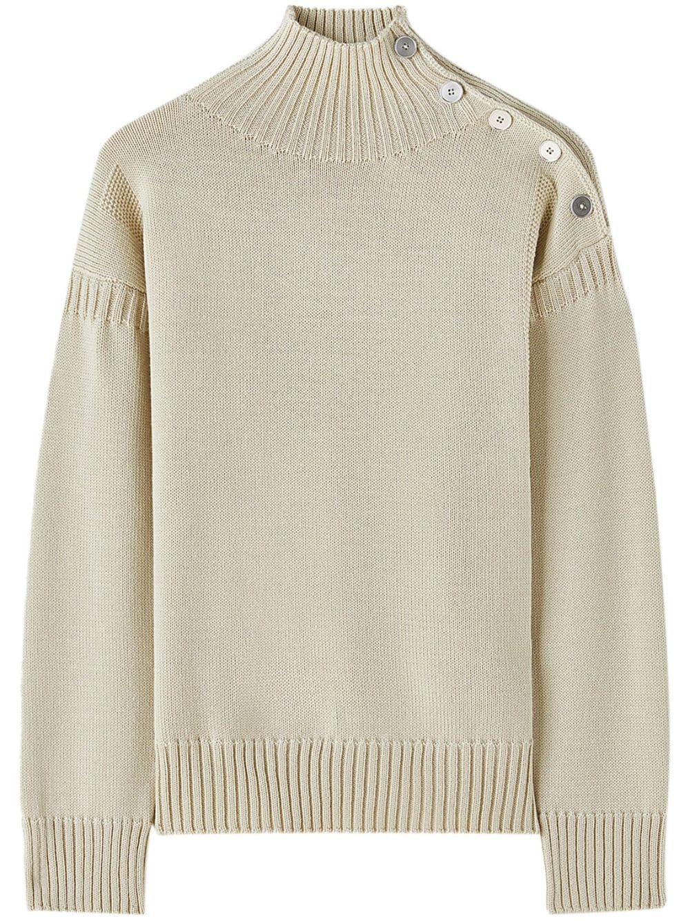 Jil Sander Gerippter Pullover mit Stehkragen - Nude von Jil Sander