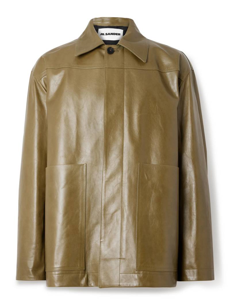 Jil Sander - Oversized Leather Jacket - Men - Green - IT 50 von Jil Sander