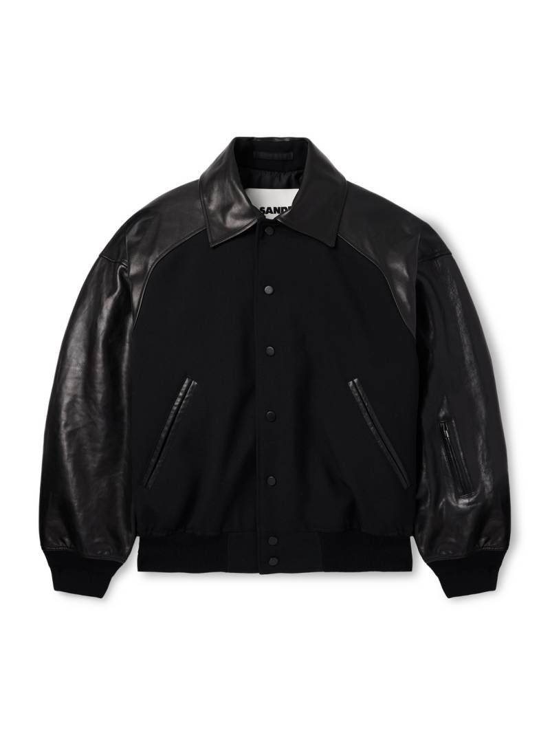 Jil Sander - Oversized Leather-Trimmed Wool Varsity Jacket - Men - Black - IT 50 von Jil Sander