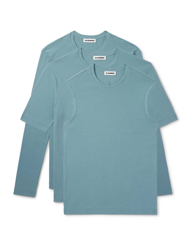 Jil Sander - Pack of Three Slim-Fit Logo-Embroidered Cotton-Jersey Tops - Men - Blue - S von Jil Sander