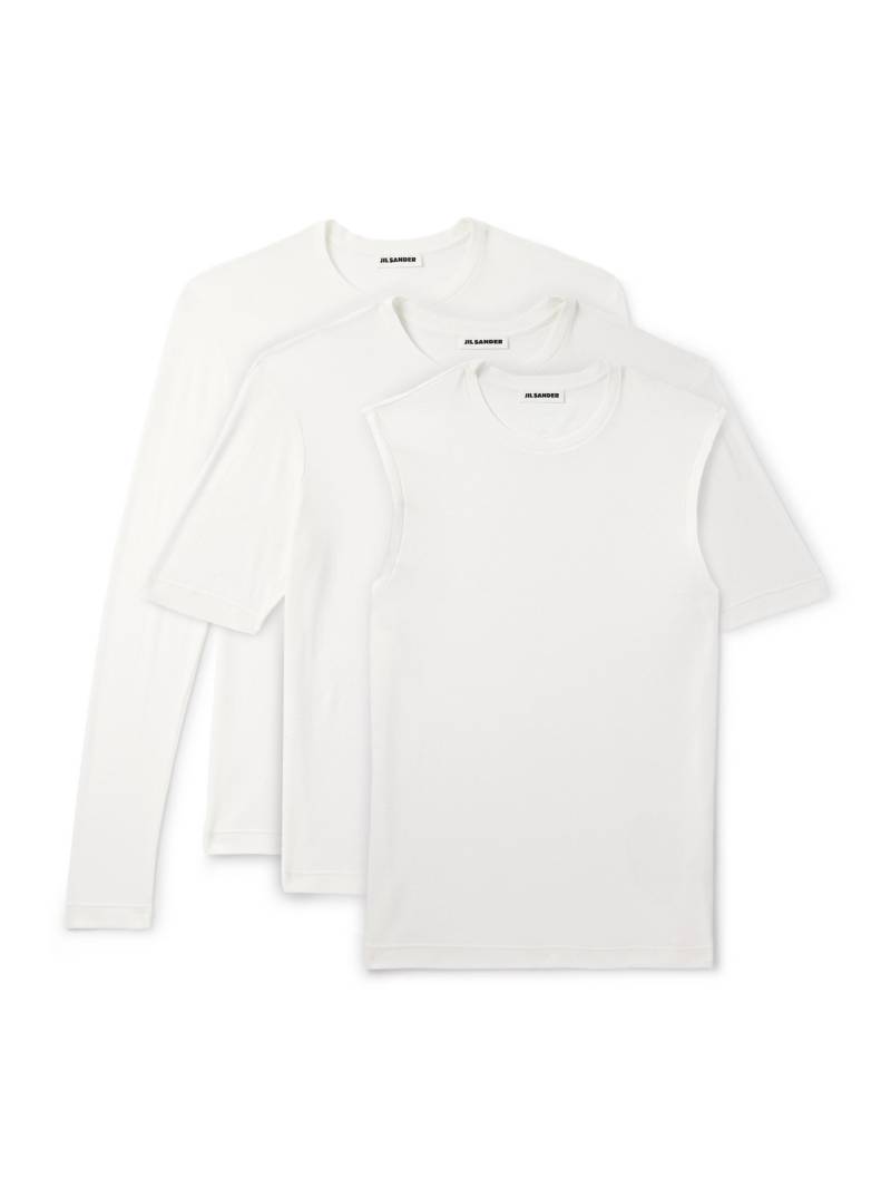 Jil Sander - Pack of Three Slim-Fit Logo-Embroidered Cotton-Jersey Tops - Men - White - M von Jil Sander